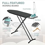 Ironing Board 48x15 in, RAINHOL Large Heavy Duty Ironing Boards Full Size with Pad and Cover, Height Adjustable Iron Stand with Storage Tray and Iron Rest, Black