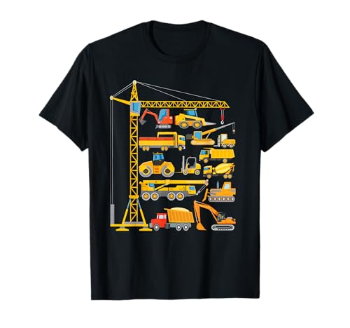 Types of Construction Excavator Bulldozer Truck Crane T-Shirt