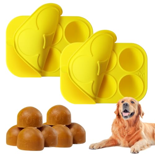 2Pcs 6 Cavities Dog Treat Molds with Lid Compatible with Woof Pupsicle and Power Chewer Pupsicle, Silicone Molds for Dog Frozen Treats, Reusable Tray for Making Refill Treats for The Pupsicle Toy