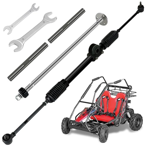 CILOYU Steering Gear Assembly Compatible with Coleman KT196 Go Kart CK196-T 196cc 6.5HP Kandi 110cc Gas Powered 4 Wheeler Quad DIY Cart Go Kart Parts Spindle Knuckle Ball Joint Rod Assembly