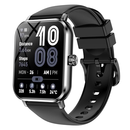 Smart Watch, 1.83" HD Smartwatch for Men Women with 120 Sports Modes, Bluetooth Call & Make Call, Health, Fitness & Sleep Tracker, Timer, 3 ATM Water-Resistance, Fitness Watch for Android/iOS, Black