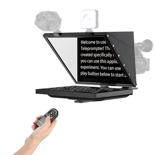 Desview 20 inch Teleprompter HD Large Screen Professional Broadcast Teleprompter Support Vertical Horizontal Shooting Quick Installation for Live Streaming Meeting Program Recording Vlog Creation
