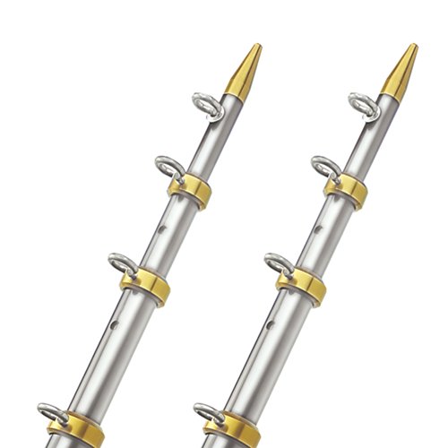 TACO Metals Marine OT-0541VEL15-HD Aluminum Tele-Outrigger Pole - 1-1/2" x 15', Silver/Gold