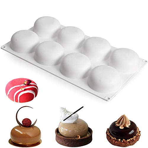 OCPO Kitchen 3D Stone Silicone Mold for Baking Mousse Cake, 3D Silicone Baking Molds for Cakes French Dessert Mold for Pastry Chocolate Pudding Cupcake Cake Decoration Mold, Stone Shape (8-Cavity)