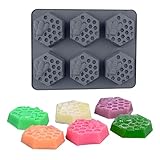 DD-life 4 Pcs 3D Bee Silicone Soap Molds, Hexagonal Honeycomb Silicone Molds for Homemade Soaps Chocolate Jelly Cake Making