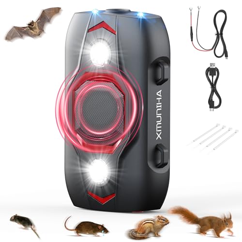 Ultrasonic Rodent Repellent for Car Engines - Under Hood Mouse Repellent with Upgraded 4 LED Strobe Lights, Plug-in & Battery Powered, Keep Rodents Out of Cars, RVs, Trucks, Garage, Indoor, Outdoor