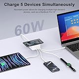 60W Charger Block,Fast Wireless Charger for iPhone 16/16 Pro/16 Pro Max/16 Plus/15/14/13/12,Samsung Galaxy S24/A15 5G/A35/A55/A25,Motorola Razr 2024,Edge 2024,G Stylus,4-Port USB C Charging Station