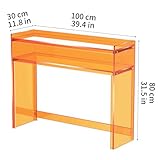 solaround Acrylic Console Table, Entryway Table with Storage Shelves (1, 39.4 * 31.5 * 11.7 inches) (Orange)