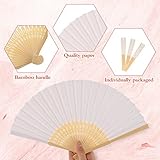 Yinkin 100 Pack Folding Fans Bamboo Handheld Folded Craft Hand Japanese Chinese Fans for Weddings Bridal Dancing Church DIY Decoration Women Kids Gift Party Favors (White)