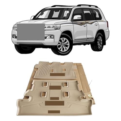 Car Floor mat Compatible with Toyota Land Cruiser LC200 Trunk Mat Customized Car Rear Trunk Storage Mat CargoTray mat Trunk Waterproof Protective Pads car mat(5seats Beige mat)