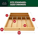 ROYAL CRAFT WOOD Luxury Bamboo Utensil Rack and Silverware Organizer, Kitchen Drawer Organizer - Utensil Holder and Cutlery Tray with Grooved Drawer Dividers for Flatware 7 Slot, Natural