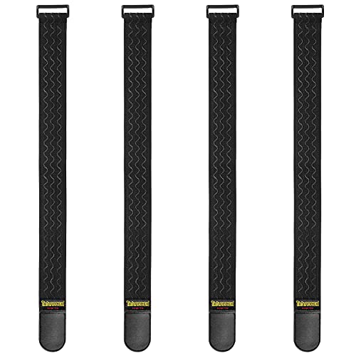 Trilancer Elastic Cinch Straps with Anti-Slip Strips, 24 "x 2" (4 Pack) Multipurpose Hook and Loop Bundling Straps for Hose, Cords, Bike, Luggage, Camping, Yoga Mats