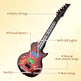 M SANMERSEN Kids Guitar 4 Strings Electric Guitar for Kids Toddler Guitar with Strap Light Up Musical Toys for 3 4 5 Year Old Boys Girls Gifts