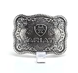 ARIAT Scalloped Logo Buckle with Twisted Rope Edge, Floral Scrolls, Filigree Detailing, 3 ¾" x 2 ¾"