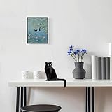 Hamduker Cat Wall Art Monet Prints Vintage Canvas Wall Art Funny Cat in Water Lilies Posters for Room Bedroom Living Room Bathroom Wall Decor Aesthetic (Size: 8''x10''x1pcs)