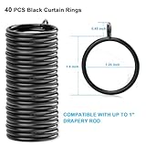 40 PCS Black Curtain Rings with Eyelet Apply for Up to 1.0 inch Curtain Rod (Black Drapery Rings)