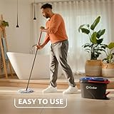 O-Cedar EasyWring RinseClean Microfiber Spin Mop & Bucket Floor Cleaning System with 3 Extra Refills, Plastic, Grey