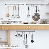 Audmore Kitchen Utensil Rack 2 Pack, 15.6 Inch Pots and Pans Hanging Rack Wall Mounted, 304 Stainless Steel Lid Cooking Utensil Hanger, 7 Sliding Hooks for Spatula Spoon, Measuring Cups, Coffee Mug