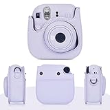 Phetium Instant mini 12 Camera Protective Case Compatible with Instax Mini 12 11,PU Leather Bag with Pocket and Adjustable Shoulder Strap (Lilac Purple)