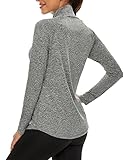 LURANEE Gym Shirts for Women, Long Sleeve Exercise Tops Funny Basic Workout Tennis Hiking Baseball Tee Casual Trendy Flattering Loose Fit Moisture Wicking Tunics Stretch Sportwear Grey L