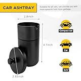 Ohleats Car Ashtray with Lid, Stainless Steel Smokeless Smell Proof Auto Ash Tray, Detachable Mini Portable Cup Holder Cigarette Ashtray for Vehicle Office Home, Car Accessories (Black)