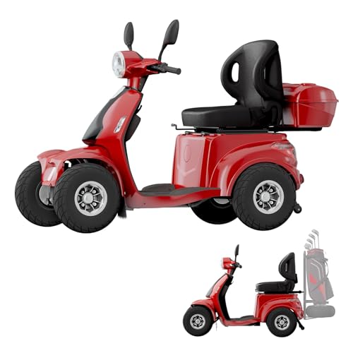 2-in-1 Heavy Duty Electric Golf Cart & Adults Mobility Scooters - 1000W Motor, 4 Fat Tires, Multi-Mode Rear Trunk, 3 Speed Control, Long Range Battery, Remote Keys