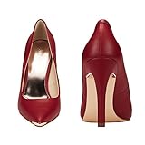 JENN ARDOR Women's Closed Pointed Toe Pumps Stiletto High Heels Office Lady Wedding Party Dress Heeded Shoes Red 8 (9.7in)