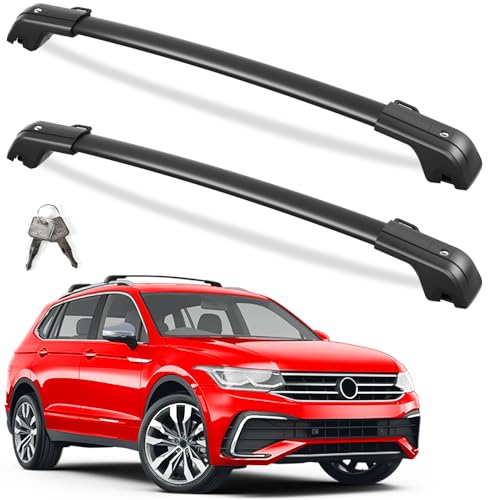 KINGGERI Lockable 260lbs Roof Rack Cross Bars Compatible with Volkswagen VW Tiguan 2018-2024 (Not for Limited) and Taos 2022-2024, Aluminum Roof Rails Crossbars Rooftop Luggage Racks Carrier