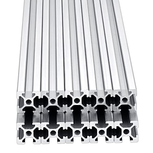 10pcs 2000mm T Slot 2020 Aluminum Extrusion European Standard Anodized Linear Rail for 3D Printer Parts and CNC DIY Silver(78.7'')