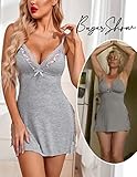 Avidlove Womens Sleepwear Sexy Night Gowns Women Sexy Chemise Nightgowns Cotton Nightie L Grey