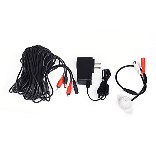 Tonton High Sensitive Weatherproof Preamp Microphone Audio Pickup Device Sound Voice Pickup Kit with 60 Feet Cable and Power Supply for CCTV Surveillance Camera System