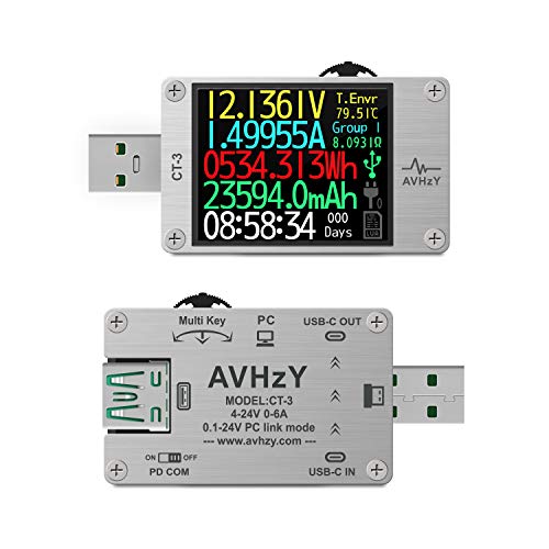 AVHzY USB Power Meter USB 3.1 Tester Digital Multimeter Current Tester Voltage Detector Lua Interpreter Integrated DC 26V 6A PD 2.0/3.0 QC 2.0/3.0/4.0 pps Trigge
