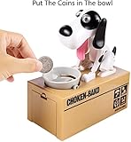 Lfei New 2021 Piggy Bank, My Dog Piggy Bank, Kids Steal Coins Bank Piggy Bank Money Box, Dog Shaking his Head and Tail Ears Spin ,Birthday Gift for Kids (White)