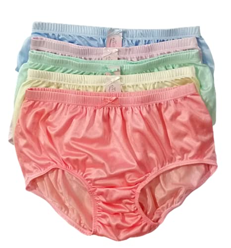 poppip 5 pcs/set Size Hip 44-48" Sheer Nylon granny Brief Underwear womens silky nylon panties high full high waist plus size smoothing coverage giant granny panties womens men adult Unisex elderly