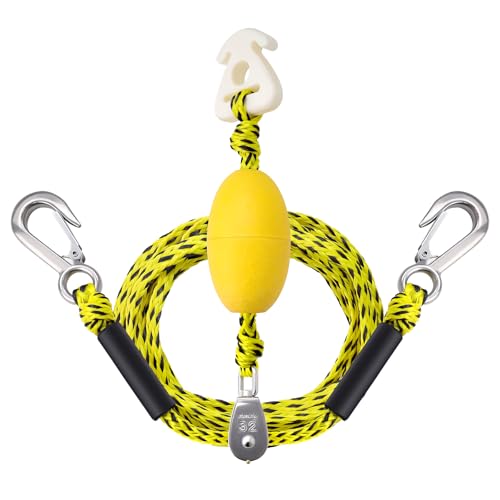 Boat Tow Rope with Stainless Steel, Floating Ropes for Towable Tubes, Towing Harness Pull Tubing Inflatables Thick Line, Boating Jet Ski Wakeboard Wakesurf Water Sports Kneeboard Accessories