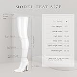 WSKEISP Thigh High White Boots for Women Patent Leather PU White Over The Knee Boots White Boots Knee High 70s GOGO Boots Long White Boots Tall Boots Fall Winter Boots Pointed Toe