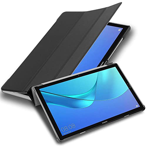 Cadorabo Tablet Case Compatible with Huawei MediaPad M5 Lite 10 (10.1" Zoll) in Satin Black – Ultra Thin Book Style Protection Cover Made of Faux Leather with Auto Wake Up with Stand Function