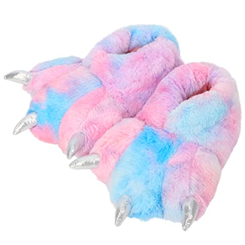 Aopuro Women's Plush Animal Paw Slippers - Funny Novelty Bear Claw Cozy Furry Warm Memory Foam Slippers - Gifts for Halloween Christmas