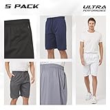 Ultra Performance Mens 5 Pack Athletic Running Shorts, Basketball Gym Workout Shorts for Men with Zippered Pockets