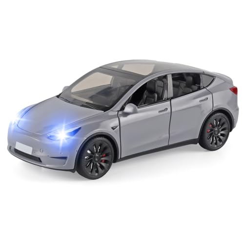 OANMYJJO Toy Cars Y 1/24 Zinc Alloy Diecast Metal Model Car, Pull Back Toy Model with Light and Music, Suitable for Children Aged 3 and Above as Gifts(Grey)