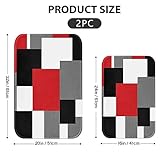 Britimes White Modern Abstract Art Bathroom Rug Mat Set of 2, Red and Black Washable Cover Floor Rug Carpets Floor Bath Mat Bathroom Decorations 16x24 and 20x32 Inches