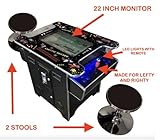 TOP US VIDEO ARCADES Full Size Commercial Grade Cocktail Arcade Machine 2 Player Retro 412 Games 22" LCD Screen Tempered Glass 2 Stools Included 5 Year Warranty Black