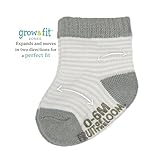 Fruit of the Loom Baby 14-Pack Grow & Fit Flex Zones Cotton Stretch Socks - Unisex, Girls, Boys (0-6 Months, Grey Stripe)