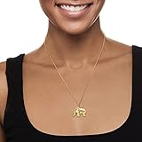 Ross-Simons 18kt Gold Over Sterling Silver Elephant Pendant Necklace With Single Diamond. 18 inches