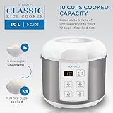 Buffalo Classic Rice Cooker with Clad Stainless Steel Inner Pot - Electric Rice Cooker for White/Brown Rice, Grain - Easy-to-clean, Non-Toxic & Non-Stick, Auto Warmer (5 Cup)