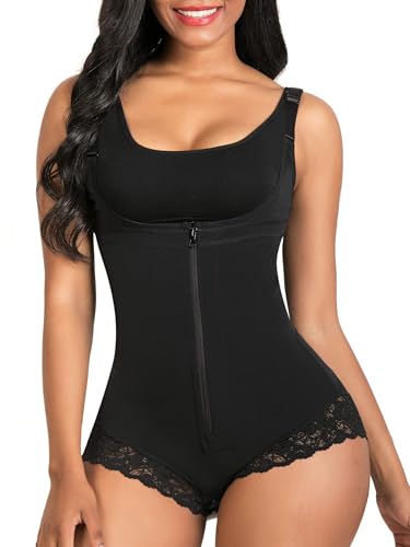 SHAPERX Women's Fajas Colombianas Shapewear Postpartum Tummy Control Body Shaper Butt Lifter Bodysuit,SZ7200-Black-New-S