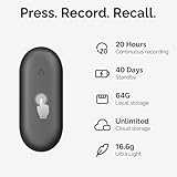 AI Voice Recorder, PLAUD NotePin Voice Recorder, App Control, AI Notetaker, AI Transcribe & Summarize Support 112 Languages, 64GB Memory, Audio Recorder for Lectures, Meetings, Gray