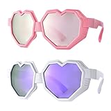 laureles 2023 Fashion Heart Shaped Goggle Y2K Sunglasses One Piece Women Oversized Love Sun Glasses Men (2PCSPink+White-Purple)