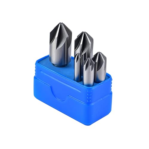 Countersink Drill Bits Set JESTUOUS 82 Degree 6 Flute 3/4" 5/8" 1/2" 3/8" 1/4" HSS Round Shank Precision Ground for Metal,5 Pieces