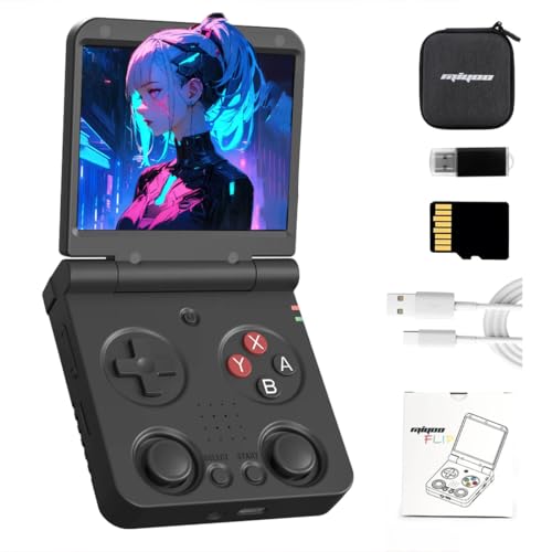 Actualia Miy-oo Flip V2 Retro Handheld Game Console, 3.5-inch IPS Screen Linux System Portable Video Game Emulator with 3000mAh Battery & WiF (No Games)